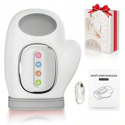 Masajeador inteligente de muñeca con diversas funciones - Alivio de las articulaciones y músculos de los dedos, masaje de mano con 1 dispositivo inteligente portátil y inalámbrico con carga USB, masajeador de dedos con múltiples modos de masaje, múltiples modos de compresión caliente, diseño ergonómico, palma y dedos completamente envueltos e integrados perfectamente, adecuado para el hogar y el trabajo en cualquier momento, regalo ideal para padres/mayores/mujeres/hombres