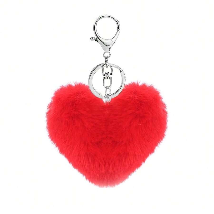 Cityelf Cute Faux Rabbit Fur Ball Pom Pom Keychain Car Key Ring Handbag Tote Bag Pendant Purse Charm - Red - View 1