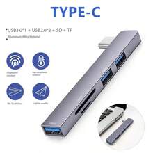 NUO XI USB-C 集线器，笔记本电脑扩展坞，便携式，USB 3.0，SD/TF 读卡器，兼容笔记本电脑、Pro、iMac、iPad Pro 和其他 USB-C 设备 - 彩色 - 查看 7