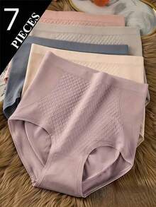 5pcs High Waist Seamless Shaping Panties, Soft & Comfortable, Breathable Solid Color, Suitable For Daily And Formal Occasions, Invisible Seamless Design, Available In Nude, Pink, Purple, Fits Individuals Weighing 80-140 Lbs (Approx. 36-63.5 Kg) - Multicolor - View 11