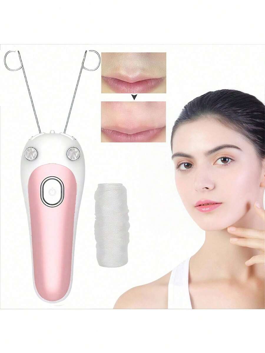 女士电动面部脱毛器、面部脱毛器、眉毛修剪器、DIY美容工具 - 白色 - 查看 1
