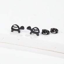 一对迷你不锈钢海龟耳环，女士可爱动物饰品，简约龟形耳钉，可爱/简约风格配饰，适合日常佩戴 - GED633 - 查看 5