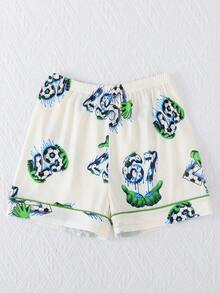 3pcs/Set Girls' Casual "67" Number & Football Graphic Print Polo Collar Cardigan, Shorts & Pants Sleepwear Set, Flame Retardant, All Season - Apricot - View 9