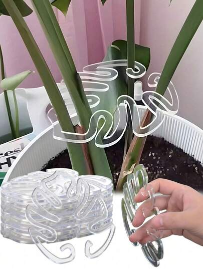 5pcs Plant Stem Support Rack, Acrylic Leaf Shaped Plant Support Stand, Acrylic Montserrat Stabilizer Clip, Montserrat Plant Leaf Shaped Support Stand, Suitable For Indoor And Outdoor Plant Growth, Unique And Beautiful Plant Stand To Keep Plant Stems And Roots Upright, Applicable For Indoor And Outdoor Climbing Plants