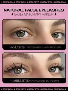 10 Pairs Cartoon Style Natural Cat Eye False Eyelashes, Thick Crossed Mink Fur False Eyelashes, Anime False Eyelashes, Makeup Extension Tool For Party & Travel (MSC14) Strip Eyelashes, Eyelashes, False Eyelashes - Black - View 9