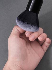 1pc Portable Nail Powder Brush, Metal Short Handle Design With Soft Bristles For Easy And Quick Nail Powder Cleaning, Suitable For Beginners And Makeup Use - Black - View 6