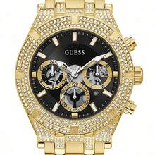 Đồng hồ nam GUESS mạ vàng, đính pha lê, chronograph máy quartz GW0455G2 - vàng đen - Xem 2