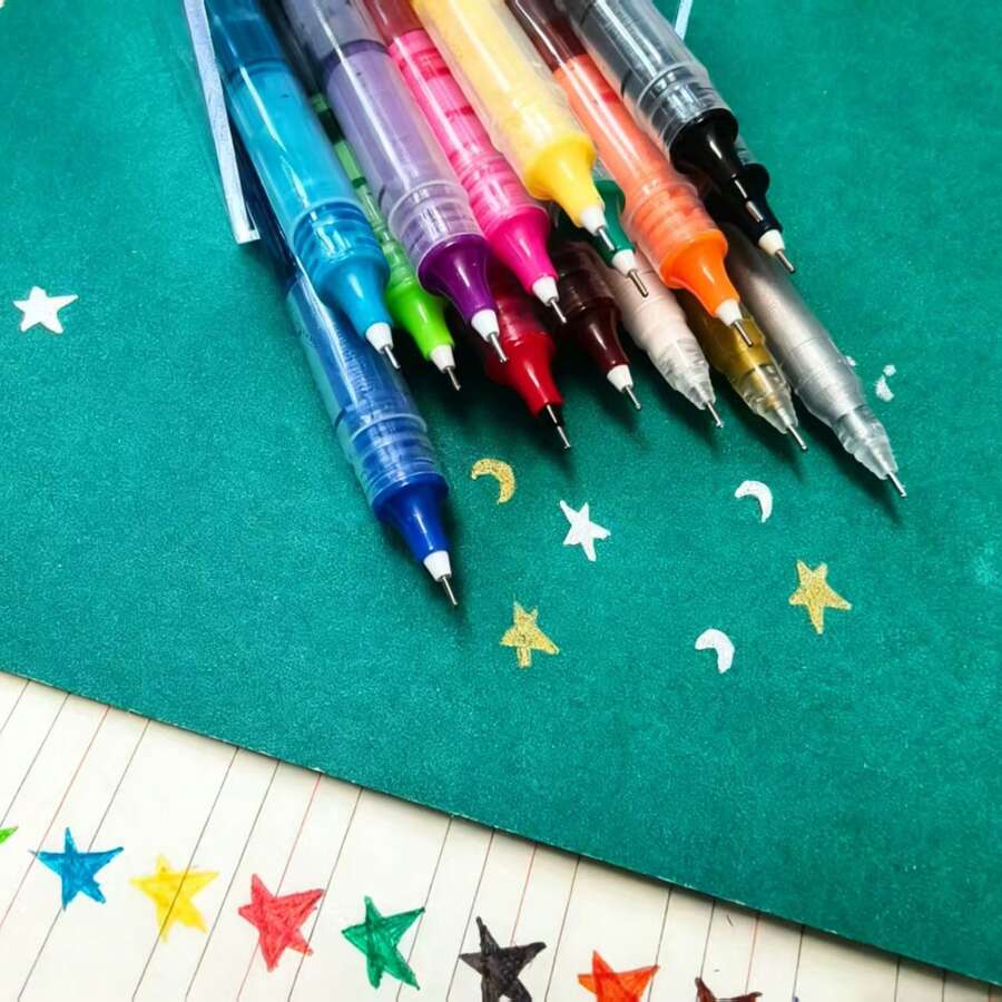 15pcs/10pcs Multi-Color Liquid Ink Ballpoint Pens - A - View 1