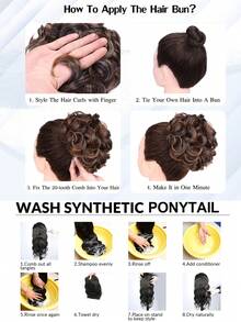 Clip In Ponytail Messy Bun Extensions Scrunchie Updo Synthetic Easy Stretch Hair Buns Hair Piece Wedding Party Halloween Christmas Daily For Women - Multicolor - View 8