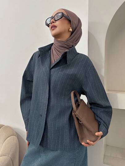 Livesso Women's Casual Business Long Sleeve Striped Loose Shirt,Long Sleeve Tops,Fall Clothes