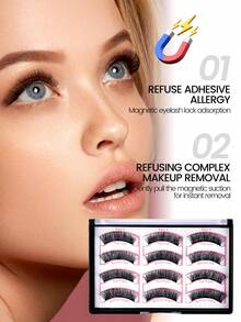 MAANGE 3 Pairs Magnetic Eyelashes Set, Portable Magnetic Lashes, Natural Look, Upgraded Magnetic Lashes, Easier To Wear And Remove, Travel Essential, Holiday Gift Guide, Beach Vacation, Camping Trip, Europe Backpacking, Natural Thin & Curly, Enlarging Eyes, Suitable For Women's Travel, Party, Work, Great Gift For Her, Elongating Outer Corners, Widening Eyes - Natural Lashes - View 2