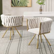 Velvet Lounge Chairs, Dining Chairs Set Of 4 Pieces, Living Room, Bedroom, Dining Room With Four Metal Support Legs, Beige, Grey. - Beige - View 6