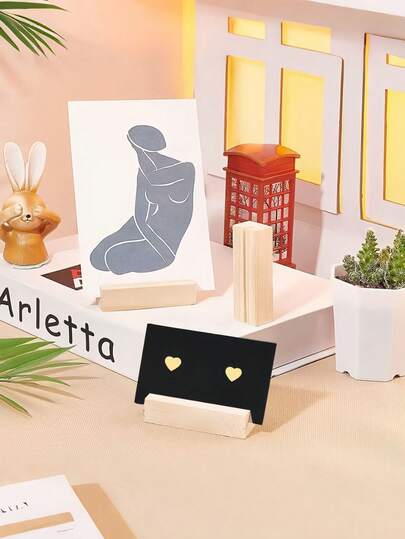 3/6pcs Card Organizer Set, Includes Greeting Cards, Memo Clips, Place Cards And Wooden Photo Display Stands, Suitable For Office, Study, School And Party Decoration
