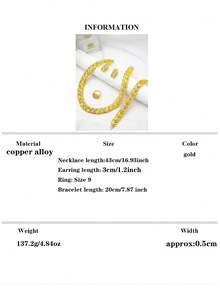 5件套 时尚水晶18K镀金迪拜珠宝套装 项链 耳环 戒指 手链 女士非洲新娘珠宝配饰礼品 - 橘色 - 查看 11