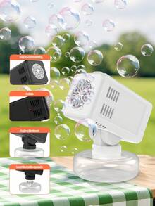 Máquina de burbujas de escritorio automática de alta capacidad, juguete de burbujas de agua para exteriores, máquina de burbujas de escritorio ajustable, máquina de burbujas como regalo de cumpleaños para niños (baterías y líquido de burbujas no incluidos) - Multicolor - Ver 5