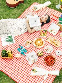 1 pieza Alfombra extra grande y gruesa, impermeable y a prueba de arena, plegable para picnic al aire libre, adecuada para familia y amigos (100*150cm) - multicolor - Ver 3