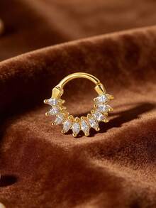 1pc 925 Sterling Silver Elegant Zirconia Earrings, Women's Anniversary Gift, Original Design, Luxurious & Exquisite Jewelry - Petal - View 2