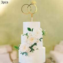 Bộ 28 món trang trí bánh bằng acrylic màu vàng, bao gồm các chữ cái từ A-Z và hình chiếc nhẫn, thích hợp cho đám cưới, tiệc đính hôn và trang trí bánh. - Nhiều màu - Xem 20