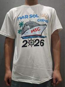 قميص طاقم رحلة بحرية مخصص لعام 2025 للرجال، قميص بموضوع رحلة بحرية ممتعة، قميص رحلة بحرية لعيد الميلاد، قميص رحلة بحرية مخصص للعائلة. الحفلة/الفريق يمكنها تصميم قميصك المطبوع الشخصي، طراز فريد، عصري، كاجوال، سهل التنسيق، بسيط وأنيق، تخصيص كاجوال، فريد من نوعه، هدية مثالية للعائلة والصديق والأطفال والرجال، قماش قابل للتنفس، كم قصير للرجال. - أبيض - مشاهدة 3