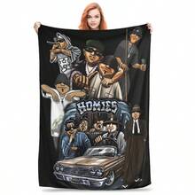 Lil Homies Minimalist Blanket | Polyester, Digital Print, Mixed Color, Fabric, All Seasons, Ideal For Afternoon Nap, Office Breaks, Casual Travel, And Simple Home Lifestyle. - Multicolor - View 1