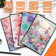 1 Set DIY Mosaic Colorful Crystal Floral Pattern Leather Notebook Diamond Painting Kit For Adults, PU Leather Art And Craft, For Learning Office Art Drawing - Multicolor - View 3