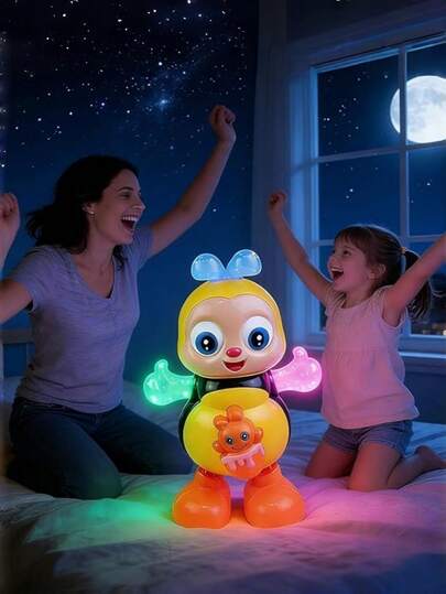 Juguete eléctrico de abeja bailarina con música y luces, juguete musical interactivo de animal con luces, ojos móviles, Body giratorio y patas móviles, para desarrollo sensorial y aprendizaje temprano, juego interactivo para sala de juegos, guardería, dormitorio