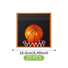 Black & Orange Basketball Design Disposable Plate, Napkin, Cup Set, Serves 8 Guests, Suitable For Birthday, Wedding, Theme Party, Family Picnic - Multicolor - View 8