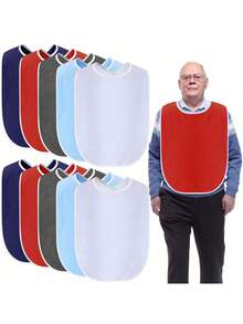 可调节成人围兜，防水面料餐围裙，适合老年人、残疾人和养老院使用 - 隨機色 - 查看 11