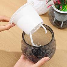 4 pezzi Piccoli vasi idroponici pigri, vasi in plastica trasparenti a doppio strato, vasi autoinaffianti con corda di cotone assorbente, accessori per la cura delle piante da interno ed esterno, balcone e scrivania - A - Visualizzare 8