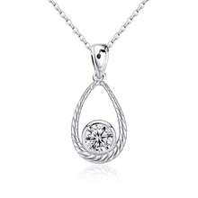 Adjustable Pure Silver Cubic Zirconia Oval Pendant Necklace, Hypoallergenic, Fashion Necklace For Women, Birthday Gift - Silver - View 1