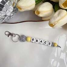 Personalized Keychain, Custom Name Keychain | Silicone Bead Keychain | Rose Flower Keychain, Backpack Keychain | Handmade Gift, Valentine's Day Gift - Multicolor - View 25