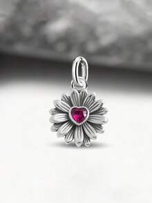 1pc Heart Daisy Pendant, Suitable For DIY Bracelets, Exquisite Jewelry Gift, Suitable For Women Or Men - Set 5 - View 3
