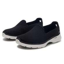 Skechers 女士休闲鞋，舒适步行鞋，GO WALK 6 女士套脚步行鞋，户外日常轻便运动休闲鞋 124523-BKW - 黑色/白色 - 查看 4