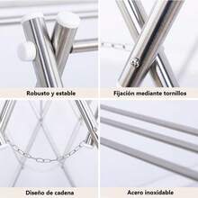 Tendedero de ropa plegable de acero inoxidable con 4 barras para calcetines toallas sujetadores y ropa interior ahorra espacio rack de secado color plata - gris - Ver 3