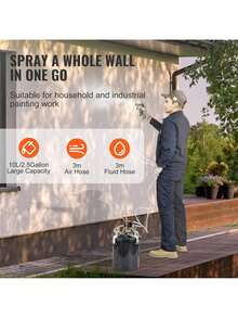 Spray Paint Pressure Pot Tank, 10L/2.5gal Air Paint Pressure Pot, 1.5mm+4mm Two Nozzles Two Spray Paint Guns, 60PSI Max, For Industry Home Decor Architecture Construction Automotive Painting - 黑色 - 查看 4
