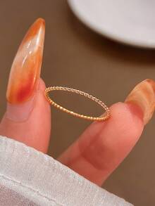 1pc Elegant V-Shaped Zirconia Stacking Ring 925 Sterling Silver Fine Jewelry Gift Holiday Gift Birthday Gift Suitable For Women Daily Wear Ladies Date Wear - Gold - View 2