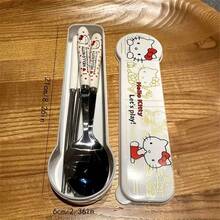SANRIO Bộ dao nĩa   1/2 món, được đánh bóng tinh xảo, bộ dao nĩa hoạt hình di động bao gồm đũa, nĩa và thìa, thích hợp cho gia đình và cắm trại ngoài trời, mùa tốt nghiệp, quà tặng sinh nhật, phụ kiện du lịch, đám cưới, ngày Valentine và mùa tựu trường. - Nhiều màu - Xem 3