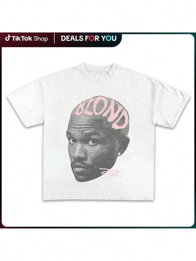 Frankkk Blond Pink Rap Tee Gift For Hip Hop Fans Y2K Oversized Cotton Streetwear Shirt