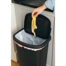 Space-Saving Design 11 Gallon Plastic Kitchen Waste Bin With Lift Top Lid For Effortless Cleaning, Black - Default - View 2