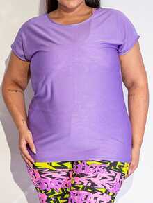 Plus Size Sports Tees & Tanks - Bụi tím - Xem 5