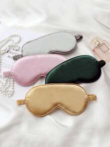 1pc/3pcs/5pcs/10pcs Black, Champagne, Gray, Pink, Green, Blue, Dark Green Breathable Double-Sided Silk-Like Sleep Eye Mask, Relieve Eye Fatigue, Suitable For Girls Nap, Blackout Eye Mask, Non-Binding - A - View 4