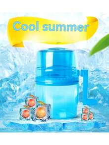 Máquina de hielo con manivela, trituradora de hielo manual, mini máquina de granizados, trituradora de hielo para niños y uso doméstico, multiusos - Celeste - Ver 2