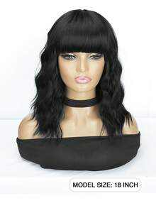 18-Inch Wavy Wig With Bangs, Made Of Heat-Resistant Synthetic Material, Suitable For Everyday Wear By Women. - Multicolor - View 8