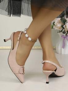 2026新款少女2.5英寸细高跟漆皮时尚派对凉鞋 - 粉色 - 查看 5