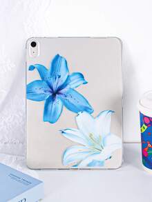 1 件装 TPU 软壳，蓝色百合花图案，兼容 iPad Pro Mini 1/2/3/Mini 4/Mini 5/Mini 6/Mini 7/Air/Air 2/9.7/10.2/10.5/Air 4/Air 5/10.9/Pro 11 英寸/第十代/Air 11 英寸 (M3) 2025/Pad (A16) 11 英寸第十一代 2025、A7/A8，轻薄超薄软壳，简约/个性化/创意/清新设计，TPU 平板电脑保护套，透明外壳，无笔槽 - 彩色 - 查看 3