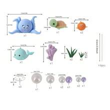 21件海洋主题蛋糕装饰品，海洋动物蛋糕装饰，适用于海洋主题派对、美人鱼派对、婴儿派对、生日派对用品 - 彩色 - 查看 3