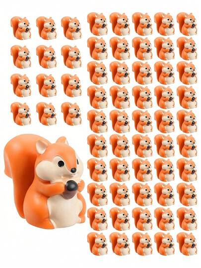 100/50/20/10/1pc Mini Squirrel Figurines, Mini Resin Animal Miniature Figurines For DIY Fairy Garden, Glass Container, Potted Plant Decor, Micro Landscape Craft, Garden Decoration, Car Interior Accessories, Home Decor, Bookcase, Living Room Scenes, Theme Party, Perfect Birthday Gift