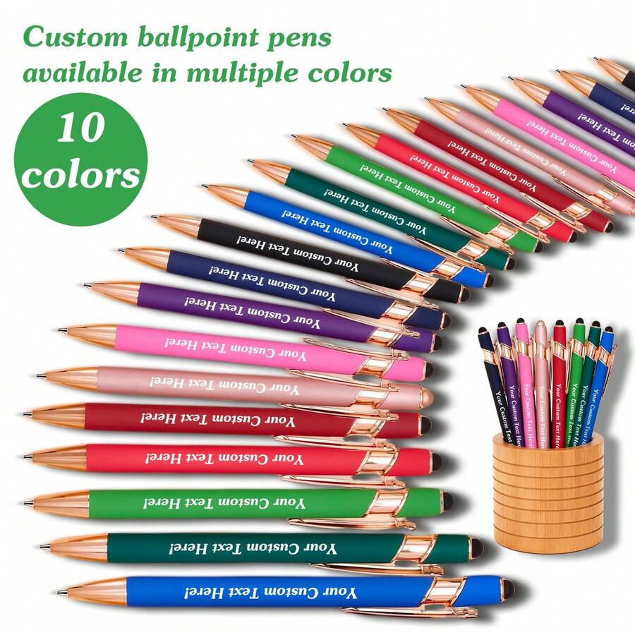 1/5/12/24/36 Pcs Personalized Customized Metal Ballpoint Pens With Stylus Retractable | Custom Engraved Name Date Logo Pens | Smooth Writing Medium Tip Soft Touch Anti-Slip Grip | For Work Office Business Writing Pens | School Student Teacher Pens | Wedding Couple Personalized Pens | Birthday Graduation Gifts | Back-To-School School Supplies Office Essentials | Classroom Dorm Office Conference Use | Mother's Day Gift | Teacher's Day Gift - Màu xanh da trời - Xem 1