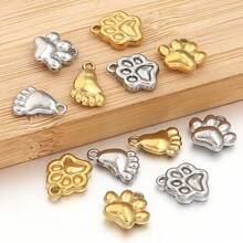 5pcs/Pack Stainless Steel Cat Paw Pendant, Creative Bracelet Necklace Keychain Charm, Cute Fashion Jewelry DIY Accessories - Cat Paw Pendant - View 6