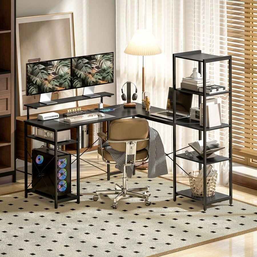 Home Office Desks - Black - View 1